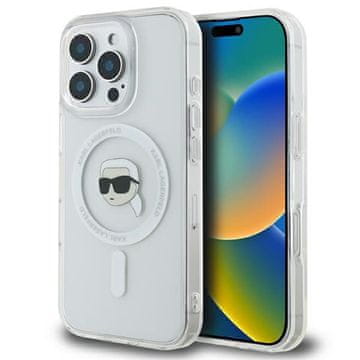 Karl Lagerfeld IML Metal Karl Head MagSafe futrola - iPhone 16 Pro (bijela)