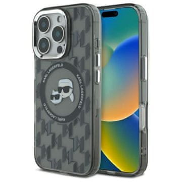 Karl Lagerfeld IML Monogram Karl & Choupette Head MagSafe - maskica za iPhone 16 Pro (crna)