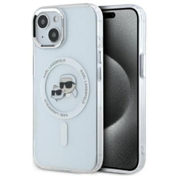 Karl Lagerfeld IML Metal Karl & Choupette Head MagSafe - maskica za iPhone 15 (bijela)