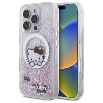 HELLO KITTY tekuća glitter mašna s MagSafe efektom - maskica za iPhone 16 Pro (bijela)