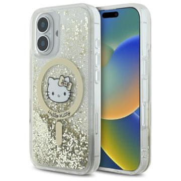 HELLO KITTY Liquid Glitter Fever MagSafe - maskica za iPhone 16 (bijela / zlatna)