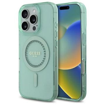 Guess IML Rhinestones MagSafe - maskica za iPhone 16 Pro Max (zelena)