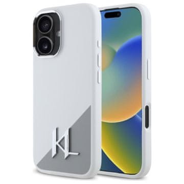Karl Lagerfeld silikonska metalna maskica s inicijalom MagSafe - za iPhone 16 (bijela)