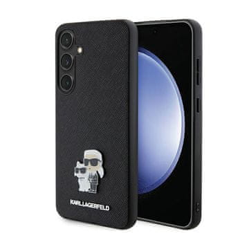 Karl Lagerfeld Saffiano Karl & Choupette metalna značka - maskica za Samsung Galaxy S24 (crna)