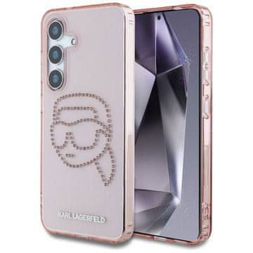 Karl Lagerfeld cirkoni Karl Head Logo - maskica za Samsung Galaxy S25 (roza)