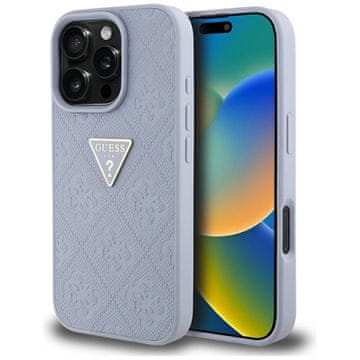 Guess Hot Stamp 4G Pattern Trokutasti Metalni Logo - Futrola za iPhone 16 Pro (Ljubičasta)