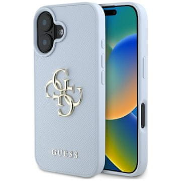 Guess Grained Big 4G Logo Small Classic Logo - Futrola za iPhone 16 (plava)
