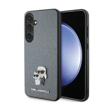 Karl Lagerfeld Saffiano Karl & Choupette metalna značka - maskica za Samsung Galaxy S24+ (siva)