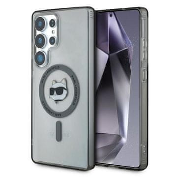 Karl Lagerfeld gumb Choupette glava otisnut logotip MagSafe - maskica za Samsung Galaxy S25 Ultra (crna)