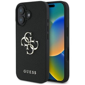 Guess Grained Big 4G Logo Small Classic Logo - Futrola za iPhone 16 (Crna)