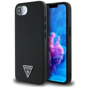 Guess Grained Triangle MagSafe - maskica za iPhone 16e (crna)