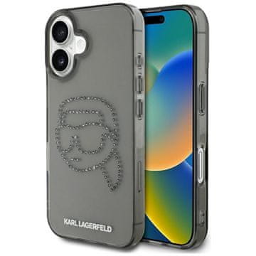 Karl Lagerfeld IML Rhinestones Karl Head - maskica za iPhone 16 (crna)