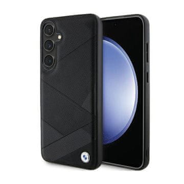 Bmw Signature kožna maska s uzorkom križanja linija - Samsung Galaxy S24 (crna)