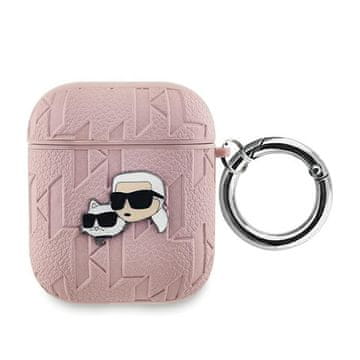 Karl Lagerfeld Monogram Karl & Choupette Head - Futrola za AirPods 1/2 Gen (Ružičasta)