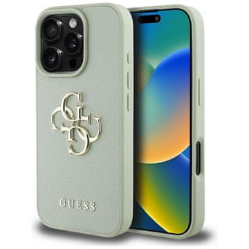 Guess Grained Big 4G Logo Small Classic Logo - Futrola za iPhone 16 Pro Max (zelena)