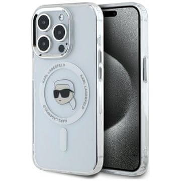 Karl Lagerfeld IML Metal Karl Head MagSafe - Futrola za iPhone 15 Pro Max (bijela)