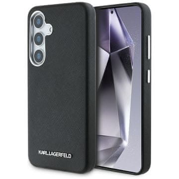 Karl Lagerfeld Saffiano potpuno omotana izdužena metalna maskica s logotipom MagSafe za Samsung Galaxy S25 (crna)