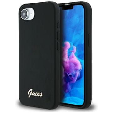Guess silikonska maskica s metalnim logom i natpisom MagSafe - za iPhone 16e (crna)