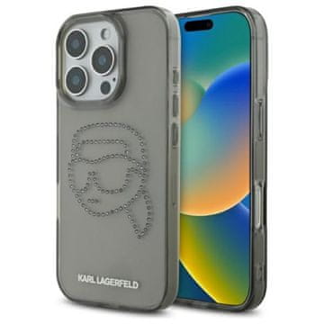 Karl Lagerfeld IML Rhinestones Karl Head - Futrola za iPhone 16 Pro Max (Crna)
