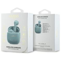 Guess Printed Classic Logo - TWS Bluetooth slušalice + torbica za punjenje (tirkizna)