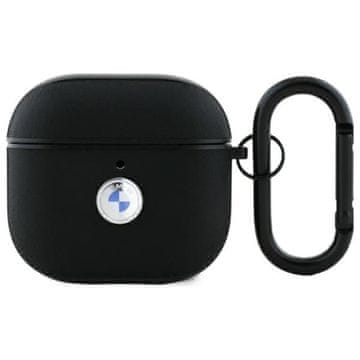 Bmw futrola od prave kože sa srebrnim logotipom - AirPods 4 (crna)