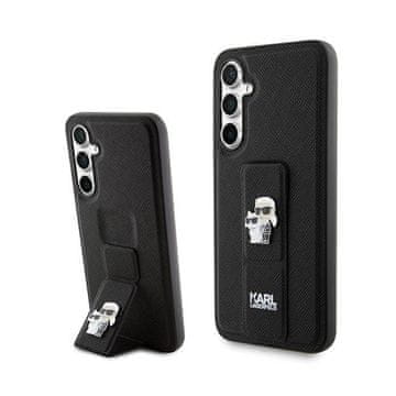 Karl Lagerfeld Gripstand Saffiano Karl & Choupette Pins - Futrola za Samsung Galaxy S23 FE (Crna)