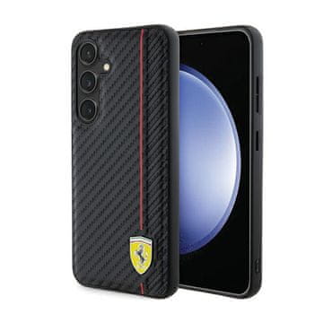 Ferrari jeva linija s karbonskim tiskom - maskica za Samsung Galaxy S24+ (crna)