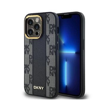 DKNY kožna maskica s jednobojnim kariranim uzorkom MagSafe - za iPhone 14 Pro Max (crna)