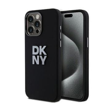 DKNY tekući silikonski metalni logo - maskica za iPhone 15 Pro Max (crna)