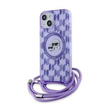 Karl Lagerfeld IML Crossbody Monogram Karl & Choupette Head MagSafe - maskica za iPhone 15 / 14 / 13 (ljubičasta)