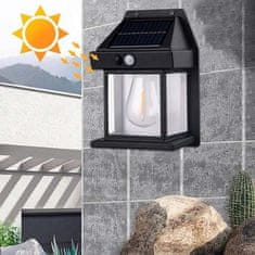 HOME & MARKER® Vanjska solarna LED svjetiljka s senzorom pokreta, zidna montaža, 12x17x5,8 cm (crna) | FLUXLAMP 