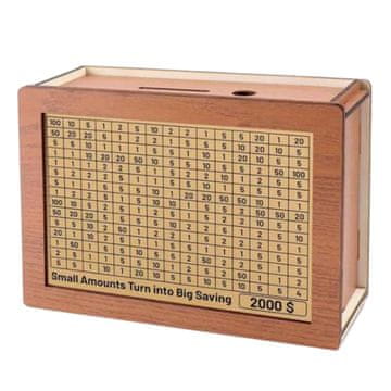 HOME & MARKER® Drvena kasica za štednju, kutija za novac s ciljevima i brojačem, motivacijska štedna kutija | COINSAVE