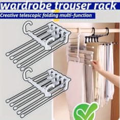 HOME & MARKER® Višerazinska metalna vješalica za 5 pari hlača s čepovima protiv klizanja, organizator za ormar | SMARTHANGER