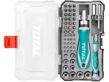 Total Odvijač s čegrtaljkom TACSD30556 odvijač s čegrtaljkom i urarskim ključem s maticama i vrhovima, set od 55 dijelova, industrijski