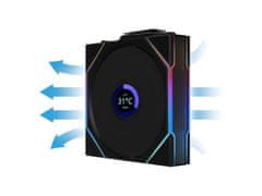 Lian Li UNI FAN TL bežični LCD ventilator za kućište, obrnute oštrice, ARGB, 3 komada + kontroler, crni (12RTLLCD1W3B)