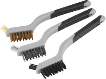 Extol Premium Set četkica (8803901) male četkice, set od 3, 180 mm, duljina žice 16 mm, promjer 0,5 mm najlon, 0,16 mm mesing i nehrđajući čelik