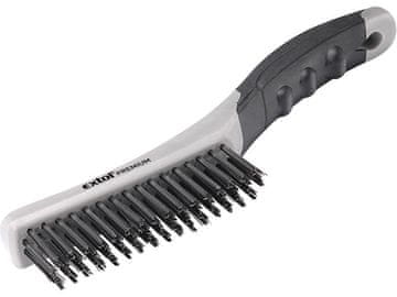 Extol Premium četka čelik, TPR drška, 250 mm, 4 reda, duljina žice 28 mm, promjer 0,35 mm, Fe