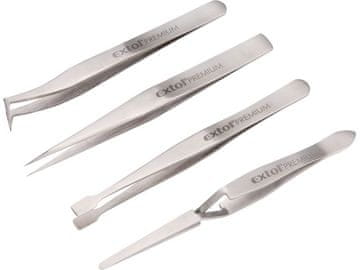 Extol Premium Pincete (8859100) od nehrđajućeg čelika, set od 4 komada