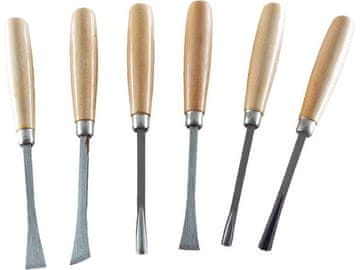 Extol Craft dlijeta za rezbarenje (3936) s drvenom drškom, set od 6 komada, duljina dlijeta 165 mm