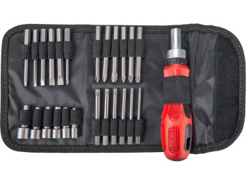 Extol Premium odvijač s račvastim čegrtaljkom (8819155) s vrhovima, set od 25 komada.