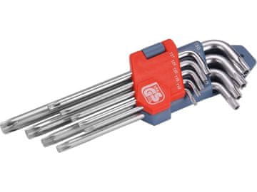 Extol Premium TORX (6601) L-ključevi set od 9, T 10-15-20-25-27-30-40-45-50, izbušeni na kratkoj strani, CrV
