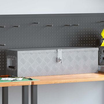 Vidaxl Aluminijska kutija za pohranu 80,5 x 22 x 22 cm srebrna