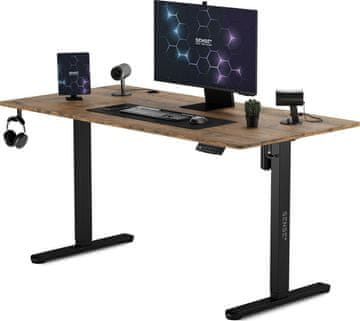 SENSE7 električni stol NOMO 140x70 crn, tamnosmeđi