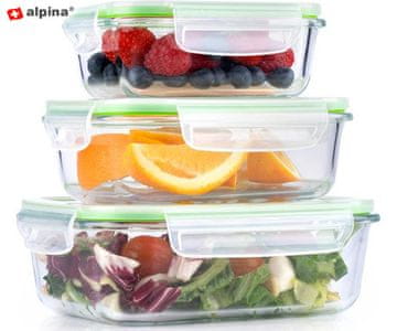 Alpina set posuda za čuvanje hrane, 3x posuda, 370/640/1050 ml
