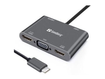 Sandberg Sandberg USB-C docking stanica 2xHDMI+1xVGA+USB+PD