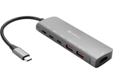 Sandberg Sandberg USB-C dok HDMI + 2xUSB-A + 2xUSB-C + PD100W