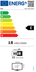 MSI Pro MP242PMG monitor 60,5 cm (23,8&quot;), FHD, IPS, 120 Hz, 1 ms (MSIPROMP242PMG)