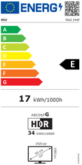 MSI MAG 244F monitor, 60,5 cm (23,8), FHD, IPS, 200 Hz, 0,5 ms (9S6-3BC41H-012)