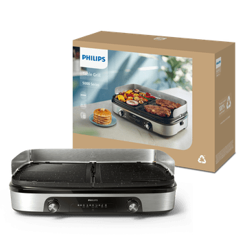 Philips Stolni roštilj serije 5000, 2400 W, 5 razina, crni/srebrni (HD6222/90)