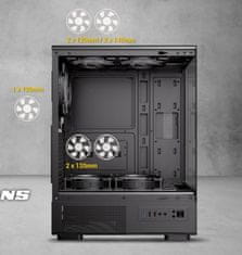 Antec VCX300 ARGB kućište s 5 ventilatora, panorama